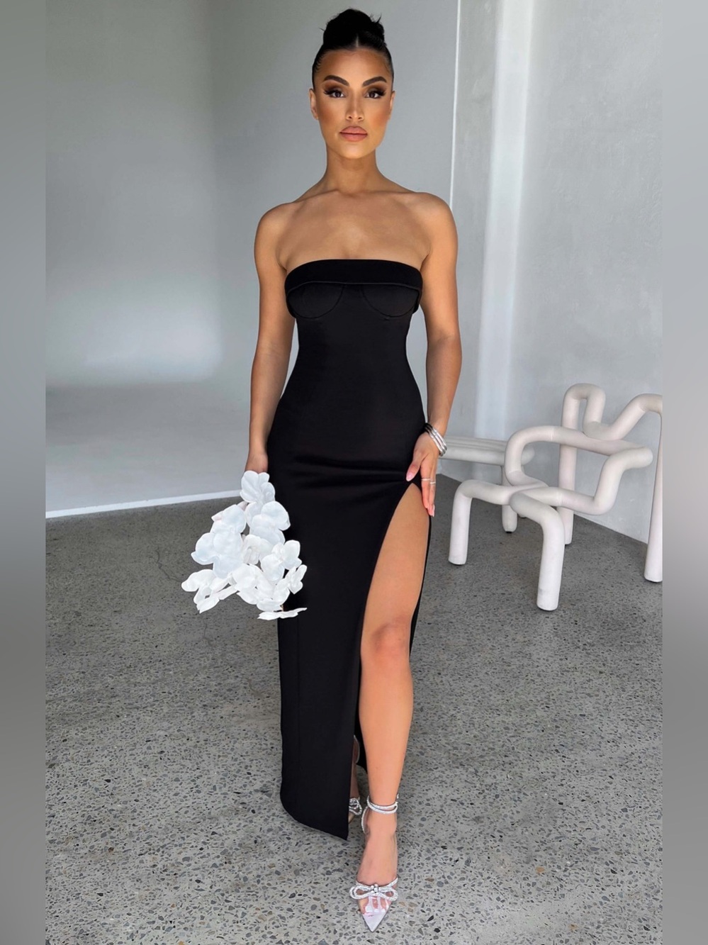 🆕(NWT) BABYBOO Indica Strapless Corset Maxi Dress in Black. Size XL
